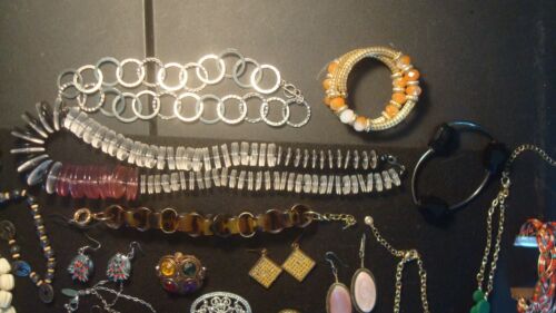 Vintage Kostüm Schmuck Set - Ohrringe Halskette Brosche Armband - Strass #1 - Bild 7 von 21