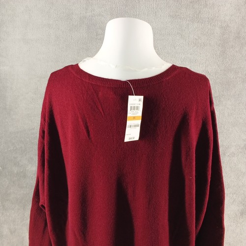 NWT KAREN SCOTT Basic Fall Sweater Plus Size 3X(24W-26)Burgundy Pullover V-neck - Picture 9 of 12