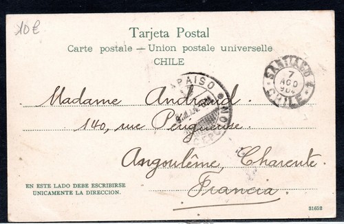 CHILE, POSTAL, MUELLE DE PASAJEROS, MATASELLOS DE VALPARAISO, 1904 (NE -133) - Picture 2 of 2