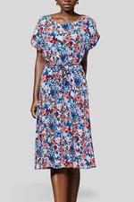 SPORTSCRAFT Floral Cap Sleeve Midi Dress Multi Size 10 AU Tea Party Preloved