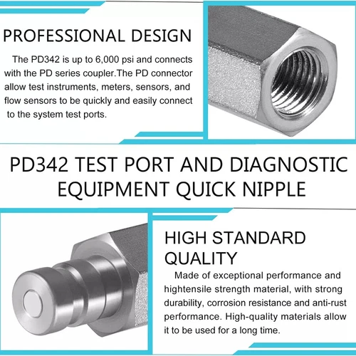 PD342 Series PD Steel Test Port & Diagnostic Equipment Quick Nipple 6000 psi√ - Picture 5 of 17