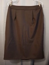New Dressy Pencil Skirt M 12 Dark Brown Knee Length pleated back Professional