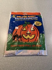 Vintage 1992 Halloween Leaf Bag Sun Hill Giant Stuff-A-Pumpkin with Black Cat 