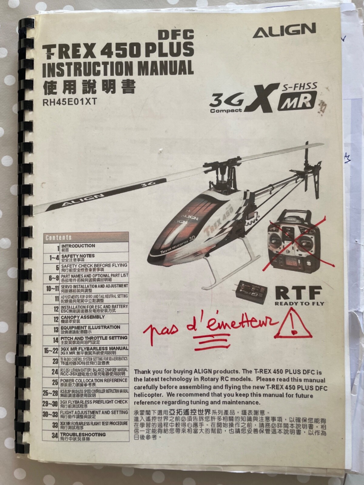 Trex 450 Plus DFC Align et fuselage Agusta A109 pour le vol de maquette dominical