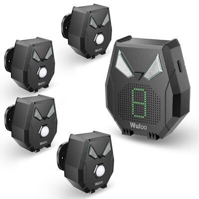 Wuloo 1800ft Solar Powered Wireless Driveway Alarms Outdoor Motion Sensors Alarm