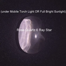 49 Carat Natural Transparent Rose Crystal Quartz 6 Ray Star Oval Shape Cabochon