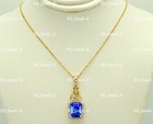 14k Yellow gold  Natural Diamond & Emerald cut  AAA Tanzanite pendant — photo 2