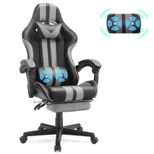 Gaming Chair Office Chair, Massage Game Gamer Chairs with Footrest & Headrest & 