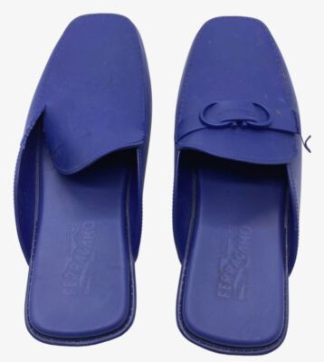 $495 Salvatore Ferragamo Men's Blue Jelly PVC Slip-On Mule