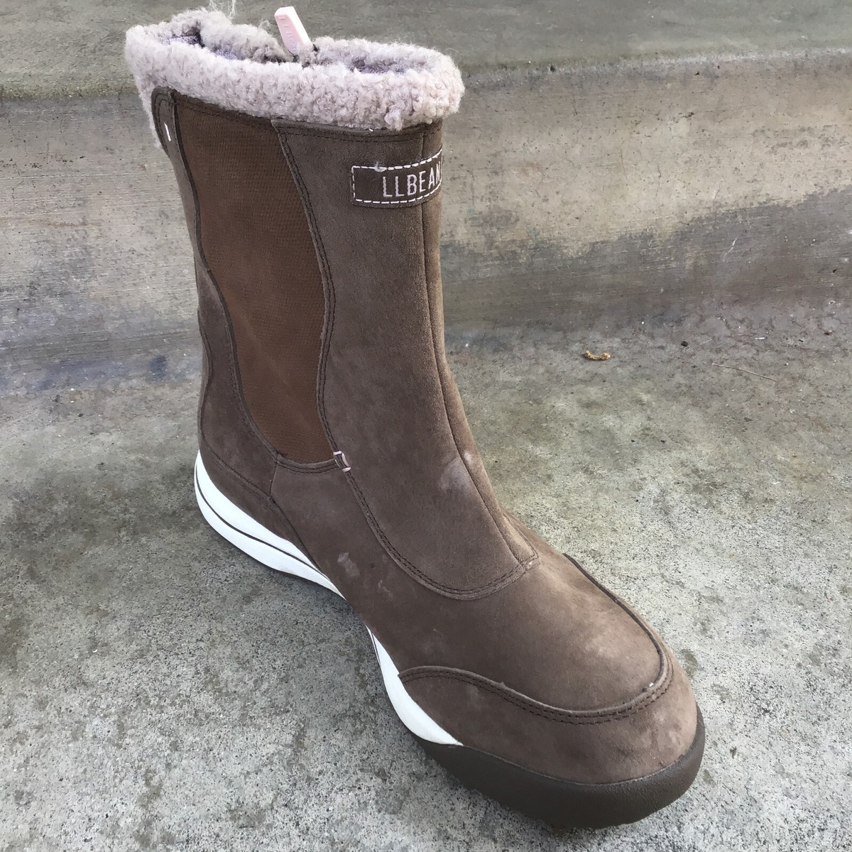 L.L. Bean Primaloft Insulated Brown Suede Winter Snow Boots  display picture 1