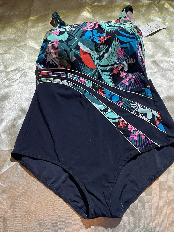 Anita Care BLACK With  Floral Pattern One Piece Swimsuit, Dirban US 20 C Cup NWT - Изображение 2 из 4