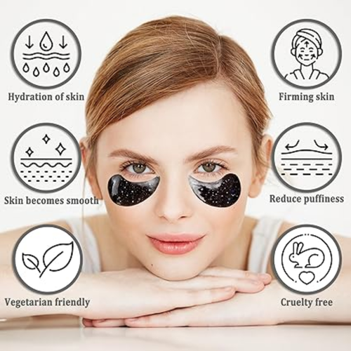 60 PCS UNDER EYE PADS CHARCOAL COLLAGEN MASK HYDRATING ANTI AGING WRINKLE - Picture 4 of 5