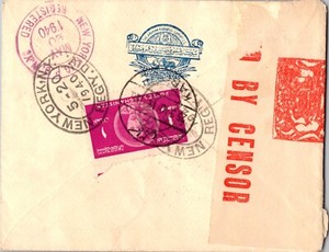 1940 Afghanistan Kabul Opened by Censor Airmail Cover To USA New York