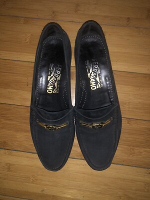 Salvatore Ferragamo Black Suede Gold Buckle Men display picture 2