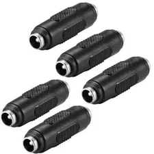 5Pcs DC Female to Female Connector 5.5mm x 2.5mm Power Cable Jack Adapter Black
