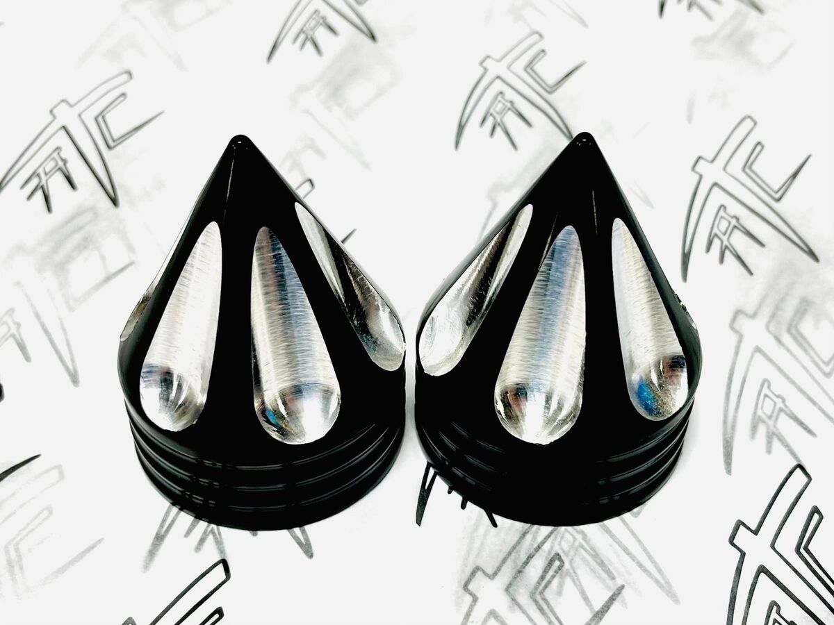 ZX-14R BLACK CONTRAST CUT SPIKE FORK CAPS 2006-2024 KAWASAKI ZX-14R BLACK CONTRAST CUT SPIKE FORK CAPS 2006-2024 KAWASAKI