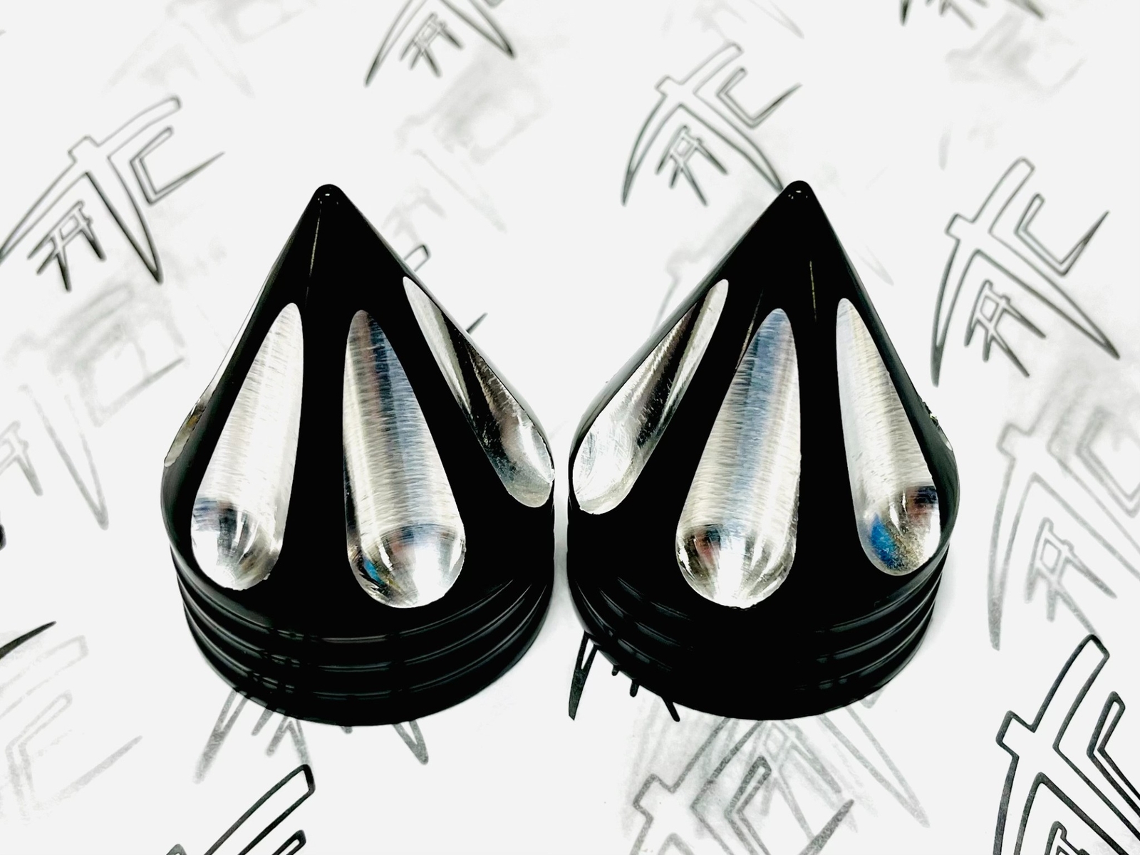 ZX-14R BLACK CONTRAST CUT SPIKE FORK CAPS 2006-2024 KAWASAKI NINJA ZX14R