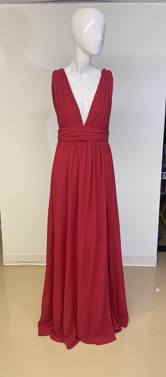 red empire waist maxi dress LULUS Sleeveless Side Slit Size Medium Color:Dusty-Sage PRESALE25 Easy Strawberry Vinaigrette