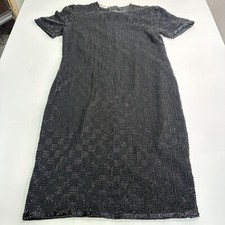 Scala Milan Paris Los Angeles Sz M/L Sequin Beaded Cocktail Party Dress Vtg