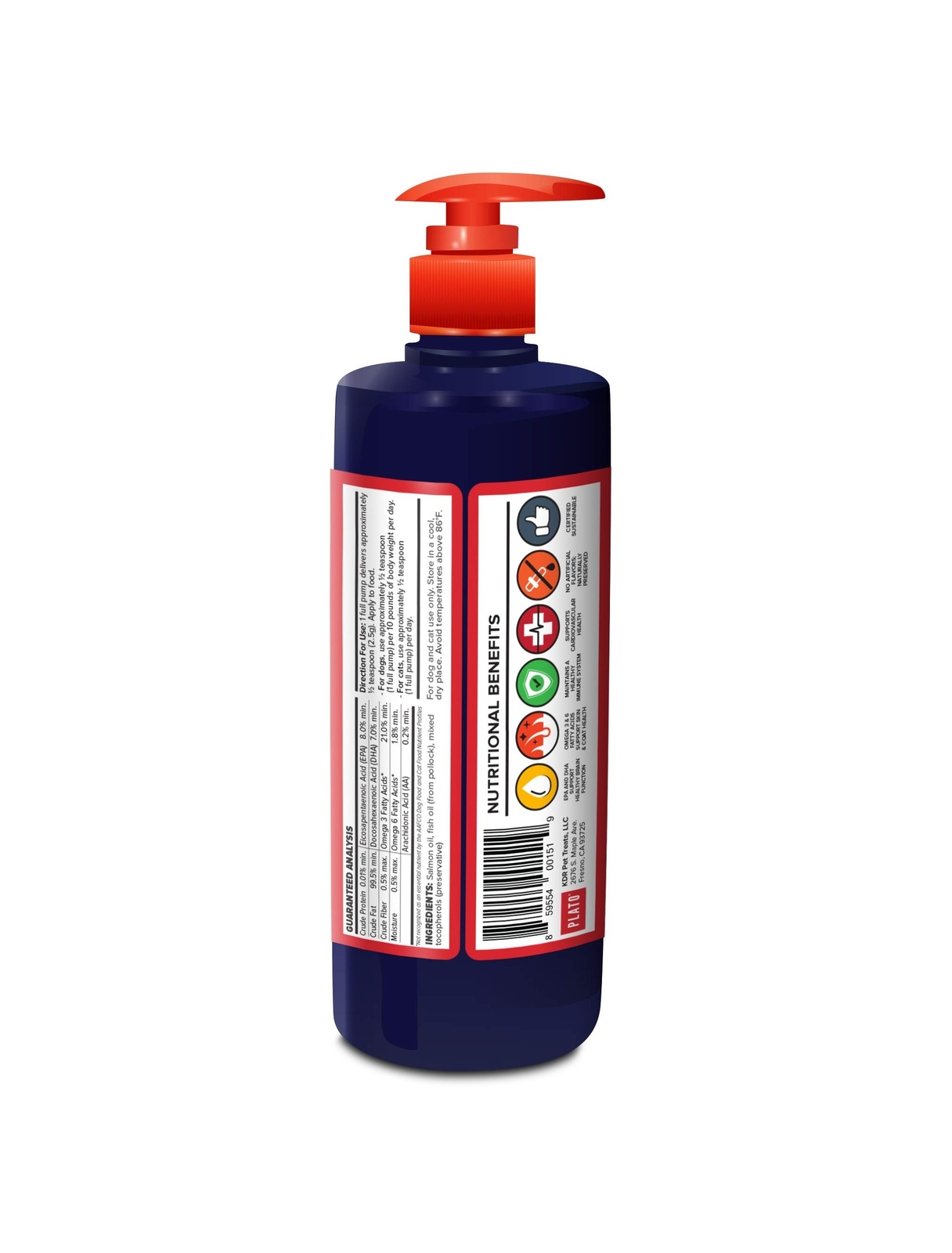 PLATO Wild Alaskan Salmon Oil Kibble Topper Boost Dog Food with Omega