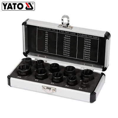 YATO Jeu De Clés à Douille Pour Extracteur De Vis 10 Pièces 9-19mm - Photo 1/2