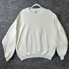Vintage Jerzees Blank Sweatshirt Mens 3X White Crewneck Made In USA