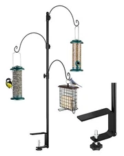 Bird Feeder Hanger with 3 Adjustable Hooks and Clamp for Deck Railing Porch