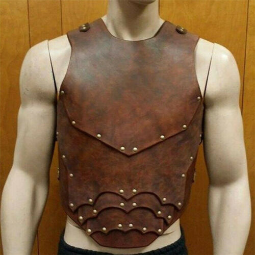 Średniowieczna kamizelka pancerna klatki piersiowej skórzana gladiator samuraj bitewny rycerz wiking kostium - Zdjęcie 1 z 7