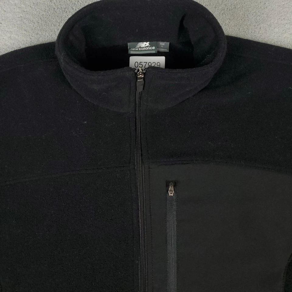 New Balance Jacket Mens Size Large Black Fleece Full Zip Up Coat Sweater - Image 2 of 4