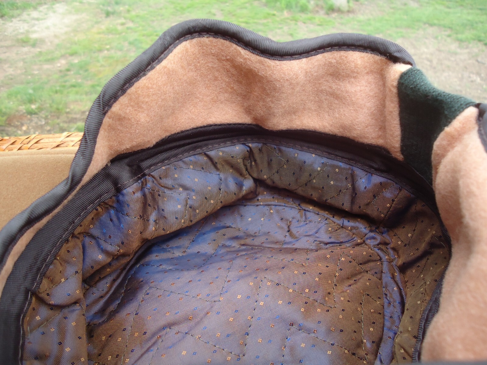 VTG Camel Suede Sheepskin Shearling Winter Cap Hat Childs(?)Size M Inner Flap