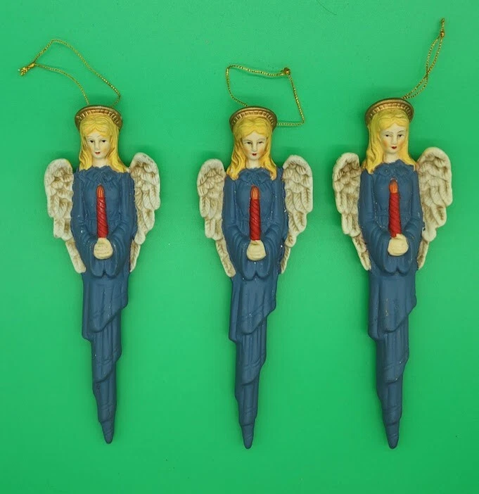 Lot of 3 vintage tear drop angels Christmas ornament decorations 8" tall #CO1 - Image 4 of 4