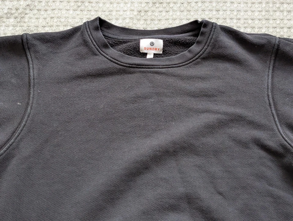 Sudadera Sundry Mujer 2 Mediana Negra Recortada Cuello Redondo 100% Algodón Hecha en EE. UU. Foto 2 de 4