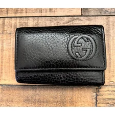 Authentic Gucci Key Case Color Black Soho Interlocking GG With COA