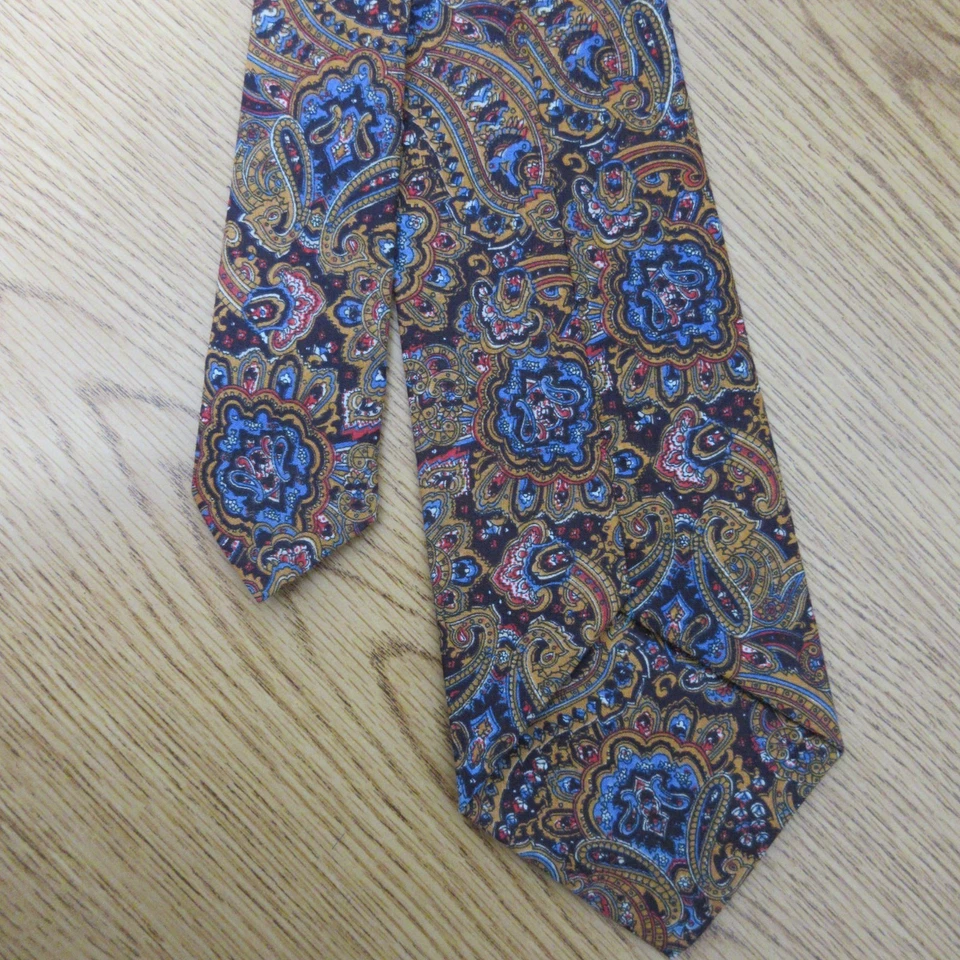 Corbata de punto de cachemira ancha de algodón vintage hecha a mano para hombre 57' B74 Foto 3 de 4