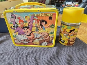 Vintage 1964 Flintstones Metal Lunchbox W/ Thermos, By Aladdin