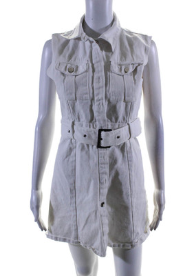Area Stars Womens Denim Shirt Dress White Size 4 16004749