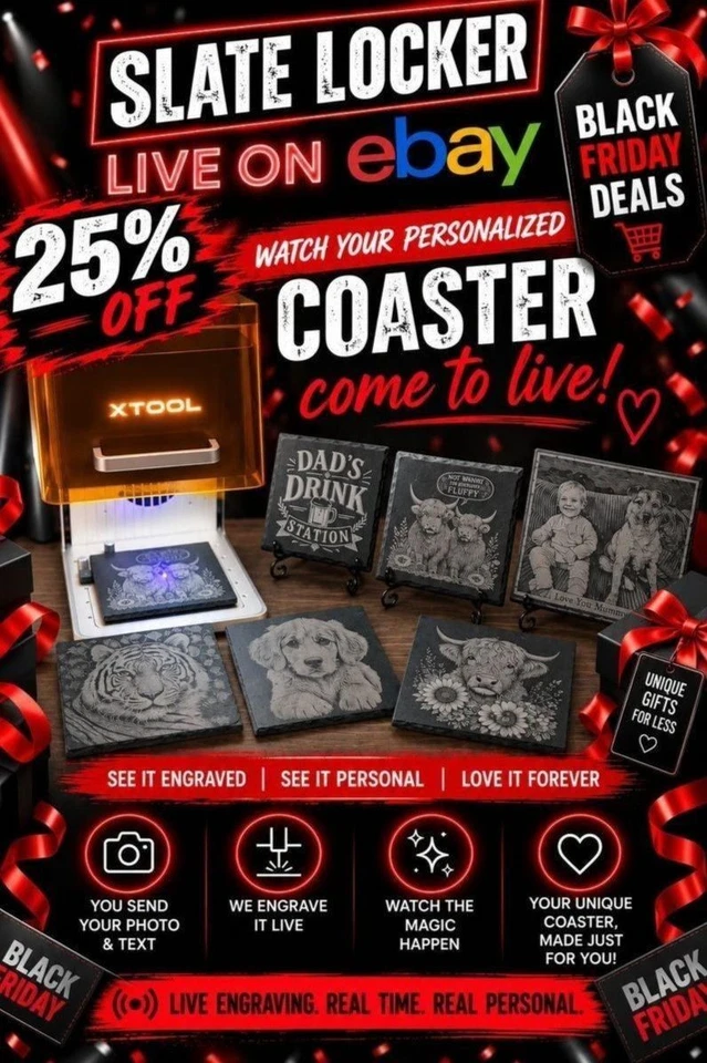 Slate Locker Black Friday LIVE – 25% Off Personalised Coasters on eBay!