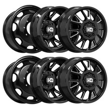Set-6 Luxxx Hd Dually Lhd39 20x8.25 8x200 -192mm Black Milled Wheels Rims 20