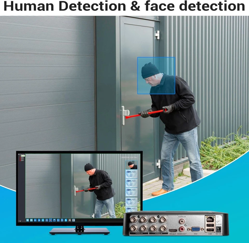 Fuers H.265+ Security DVR Recorder with 500G Hard Drive,8CH Hybrid 5-in-1... - Image 4 of 4