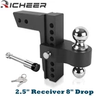 Adjustable Trailer Hitch Fits 2.5" Receiver with 8" Drop/Rise Drop Hitch 18500lb
