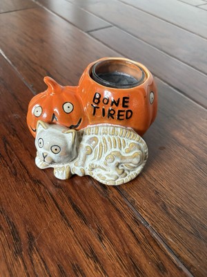 Halloween Boney Bunch Yankee Candle Votive Holder Bone Tired Cat Pumpkin  2014