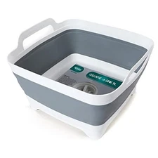 2.4 Gal(9L) Collapsible Dish Basin with Drain Plug,Space Saving Multiuse Gray