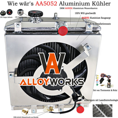 4 Reihe Kühler + Lüfter + Relais Für Honda Civic EK EG /CRX Del Sol 92-00 93