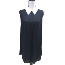 Reformation Dress Black With White Peter Pan Collar Size M/L Dark Academia Goth