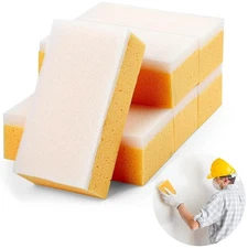 Gisafai 6 Pcs Drywall Wet Sanding Sponge 9 x 4.5 x 3.1 Inch Washable Yellow 