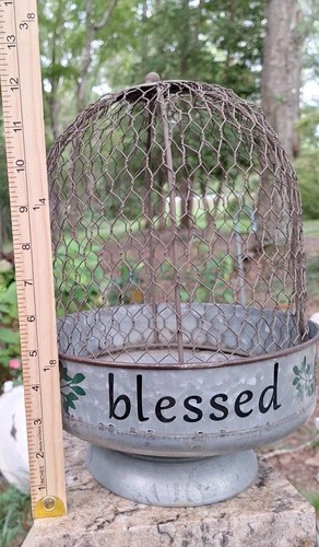 Espositore rustico cupola filo pollo metallo zincato grato benedizione - Foto 7 di 8