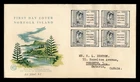 DR WHO 1961 NORFOLK ISLAND FDC BLOCK WSC CACHET TO CANADA M71468