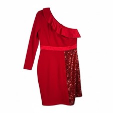 SHEIN Curve Red Asymmetrical Sequined Dress Size 4XL