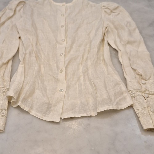 Camicetta vittoriana vintage mantello di molti colori Liberty&Lucrezia pizzo lino irlandese anni 80 - Foto 5 di 16