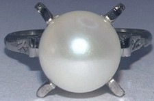 Cream Color Pearl Solitaire Sterling Silver Ring Size 7 2.45g 